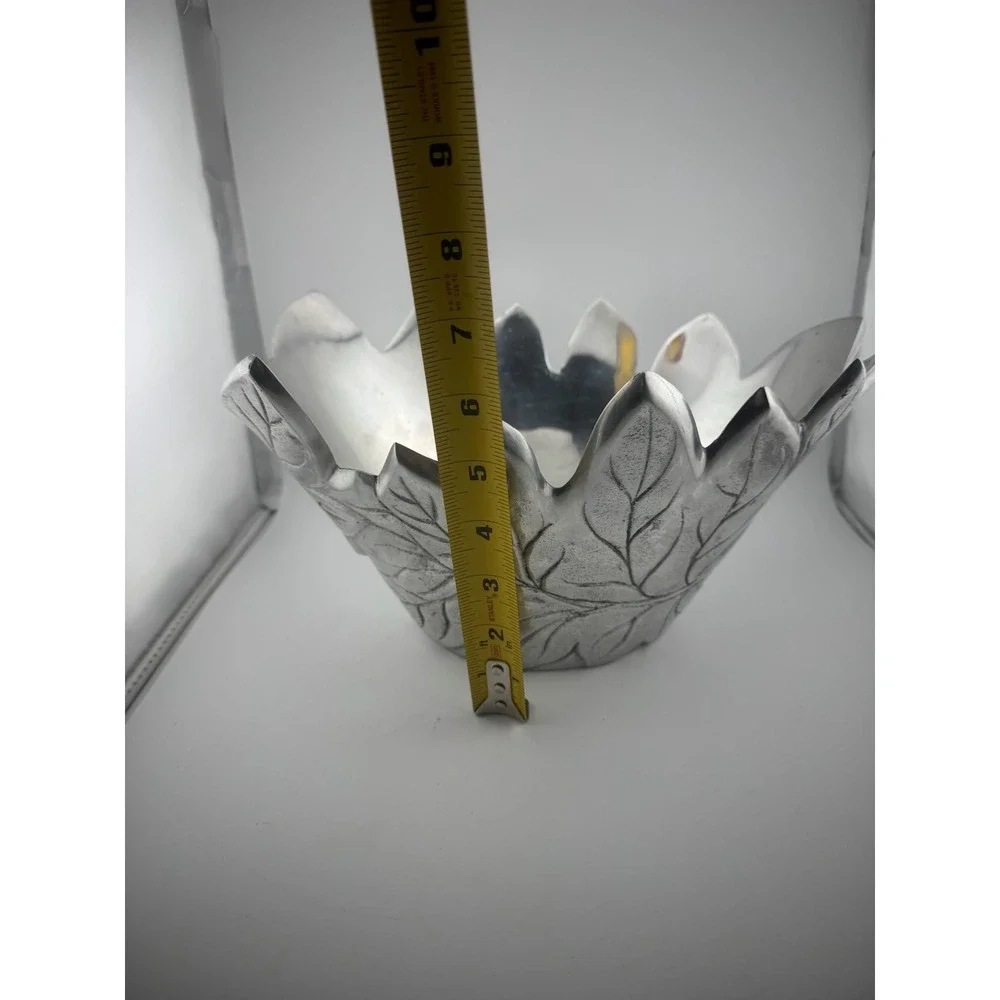 Pottery Barn Barona Silver Leaf Decorative Bowl‎ Centerpiece Home Decor